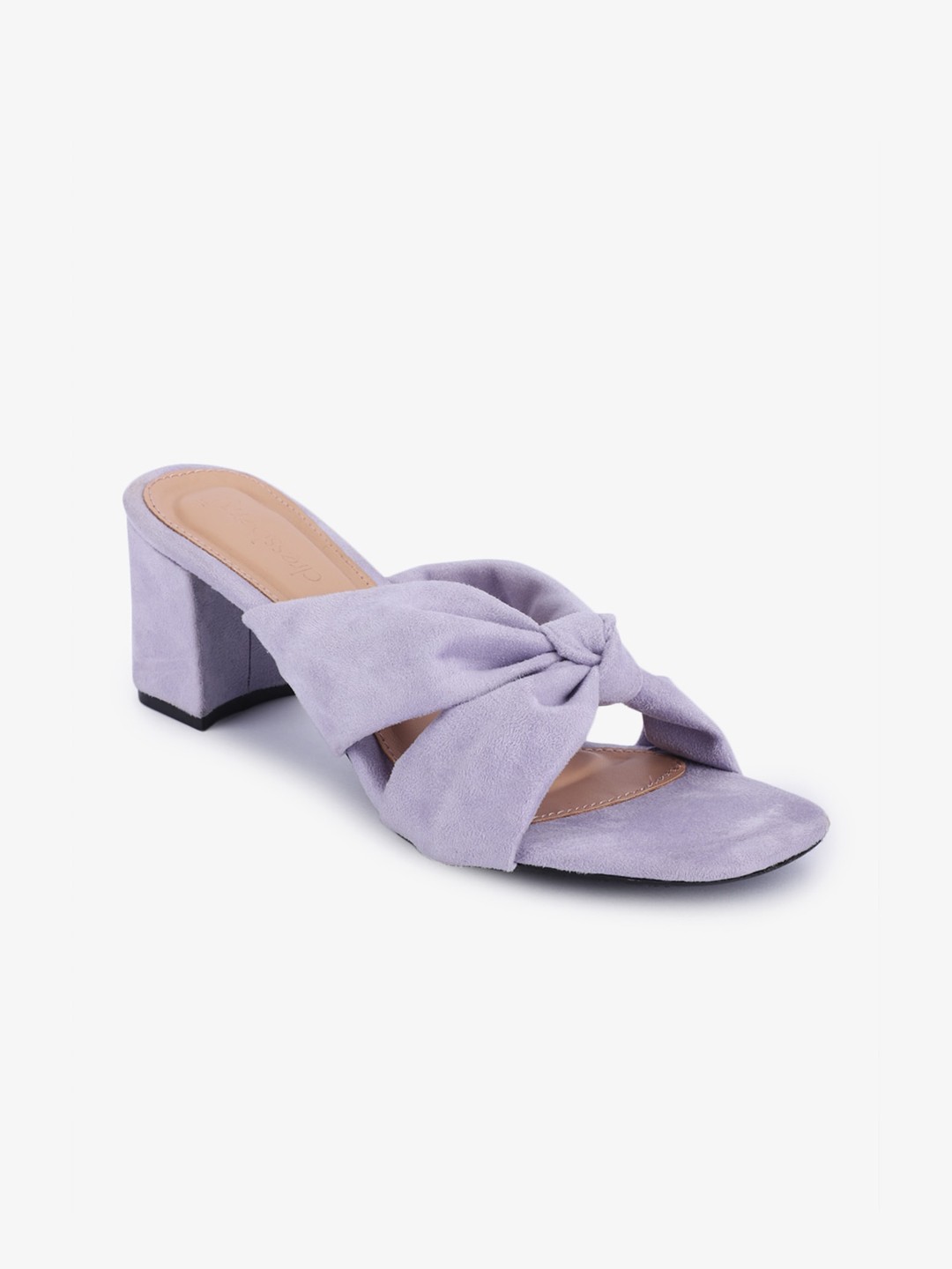 

DressBerry Lavender Open Back Suede Block Heels