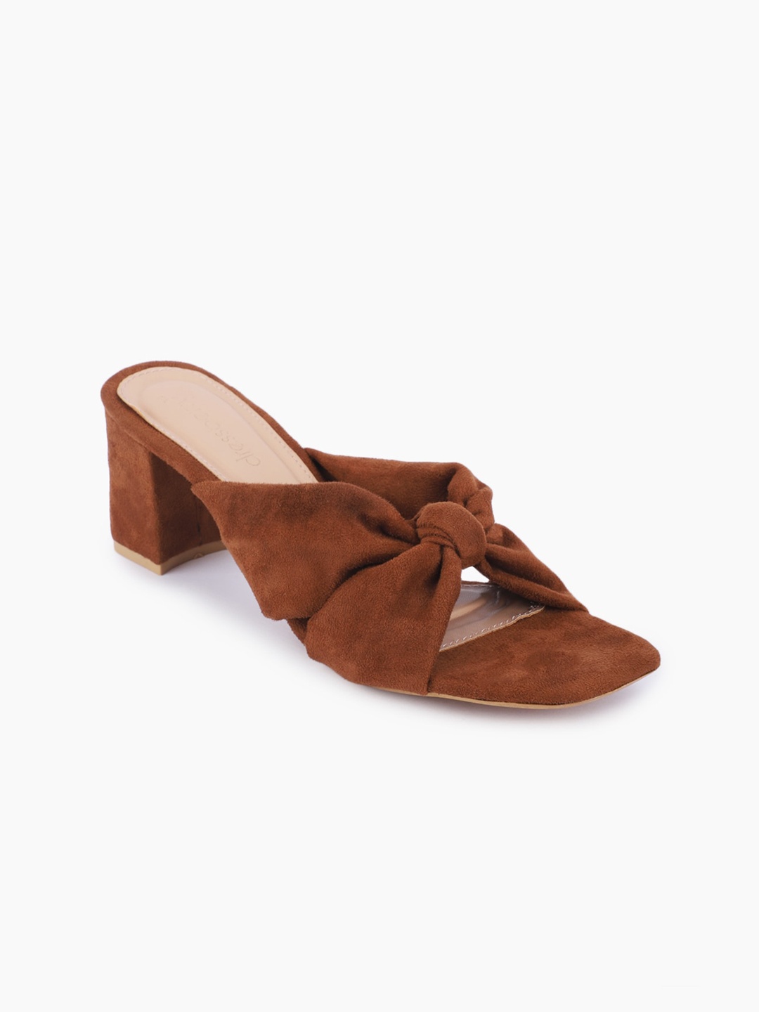 

DressBerry Brown Open Back Suede Block Heels