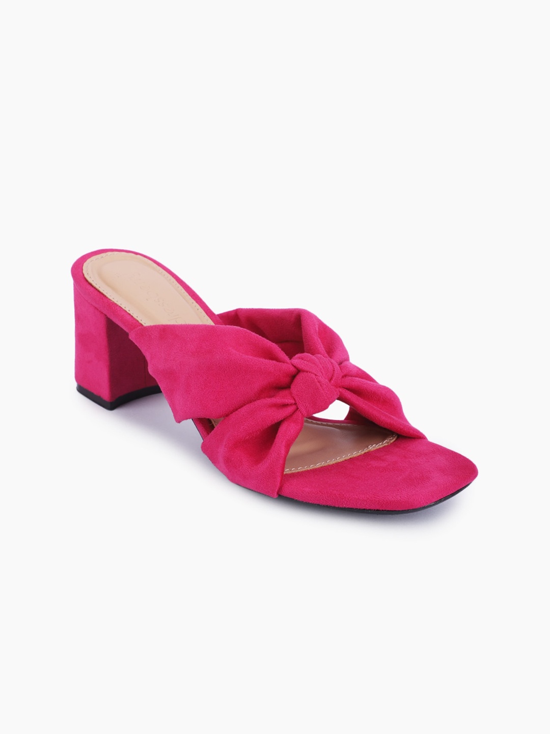 

DressBerry Pink Open Back Suede Block Heels
