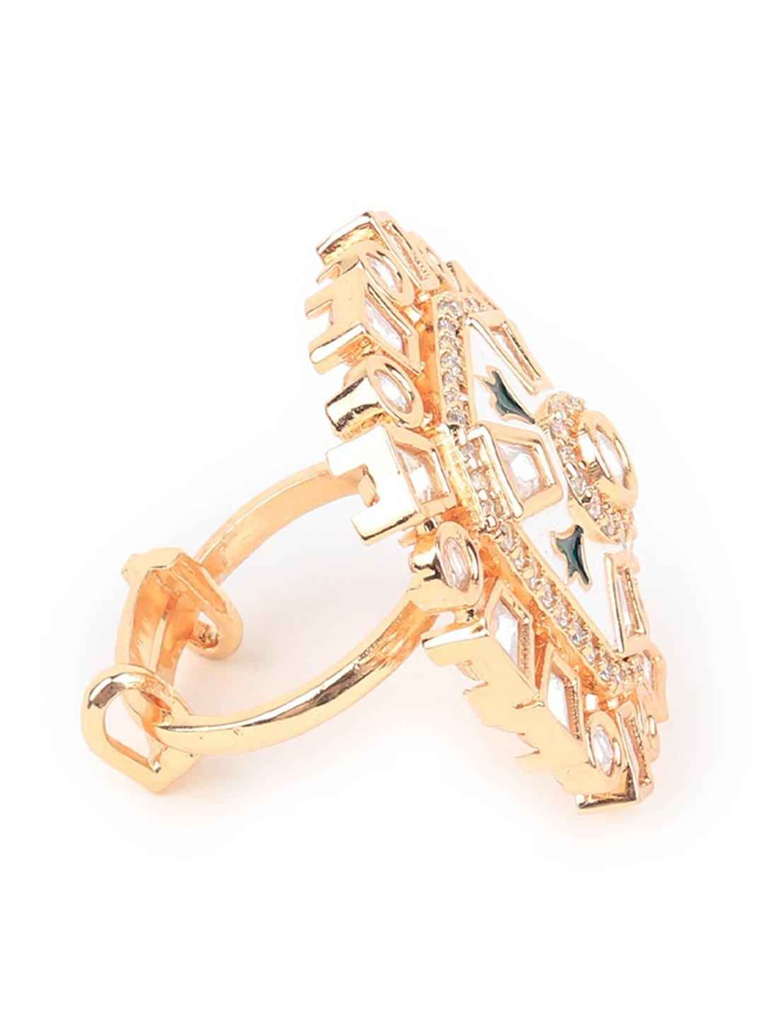 

ODETTE Gold-Plated Stone-Studded Finger Ring
