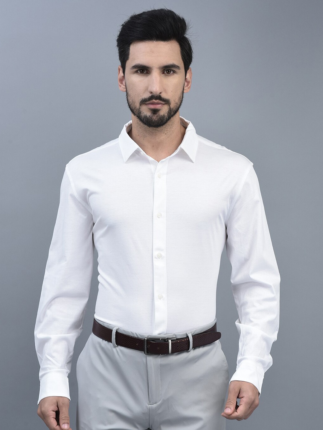 

CANOE Comfort Regular Fit Opaque Cotton Formal Shirt, White