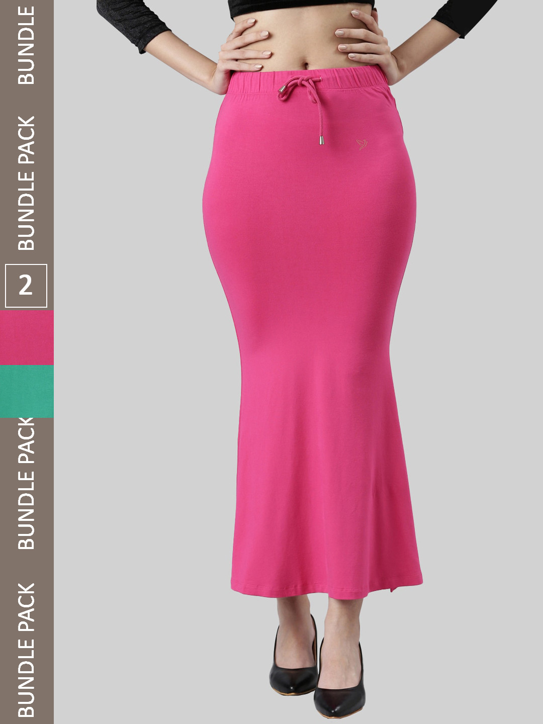 

TWIN BIRDS Pack Of 2 Mid-Rise Saree Shapewear, Green