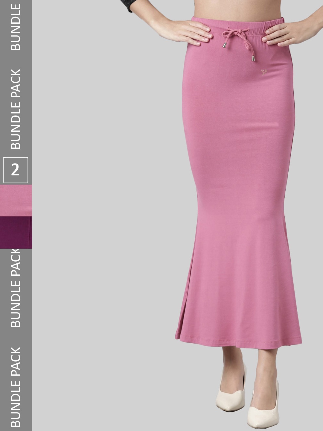 

TWIN BIRDS Pack Of 2 Mid-Rise Saree Shapewear, Pink