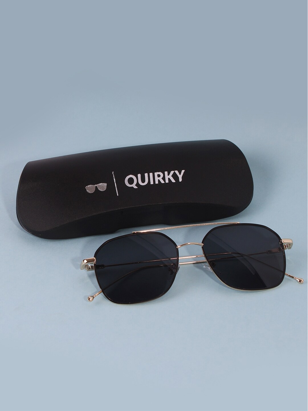 

QUIRKY Unisex Aviator UV Protected Lens Sunglasses, Black