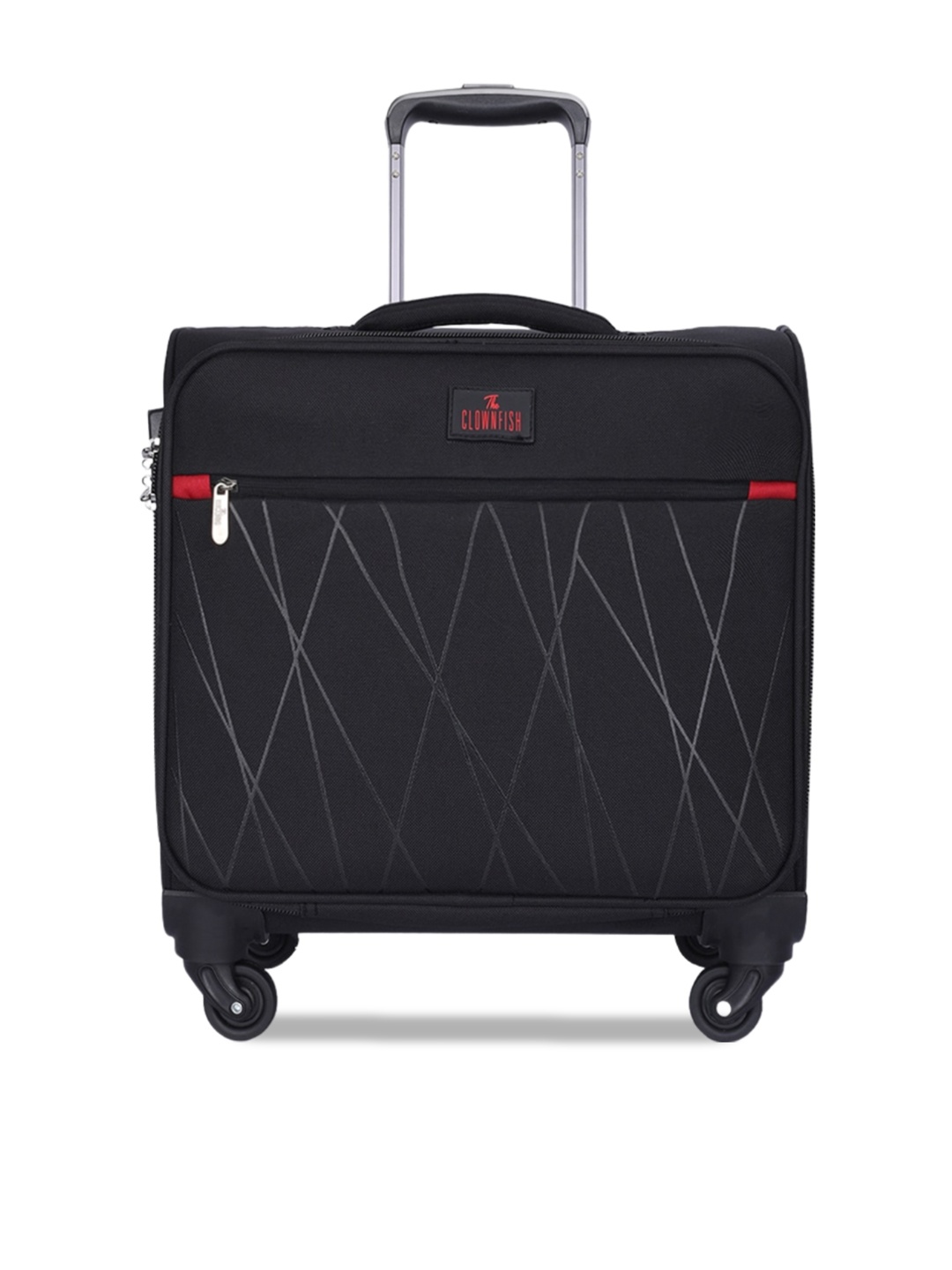 

THE CLOWNFISH Lock n Roll Unisex Soft-Sided Square Cabin Trolley Suitcase, Black