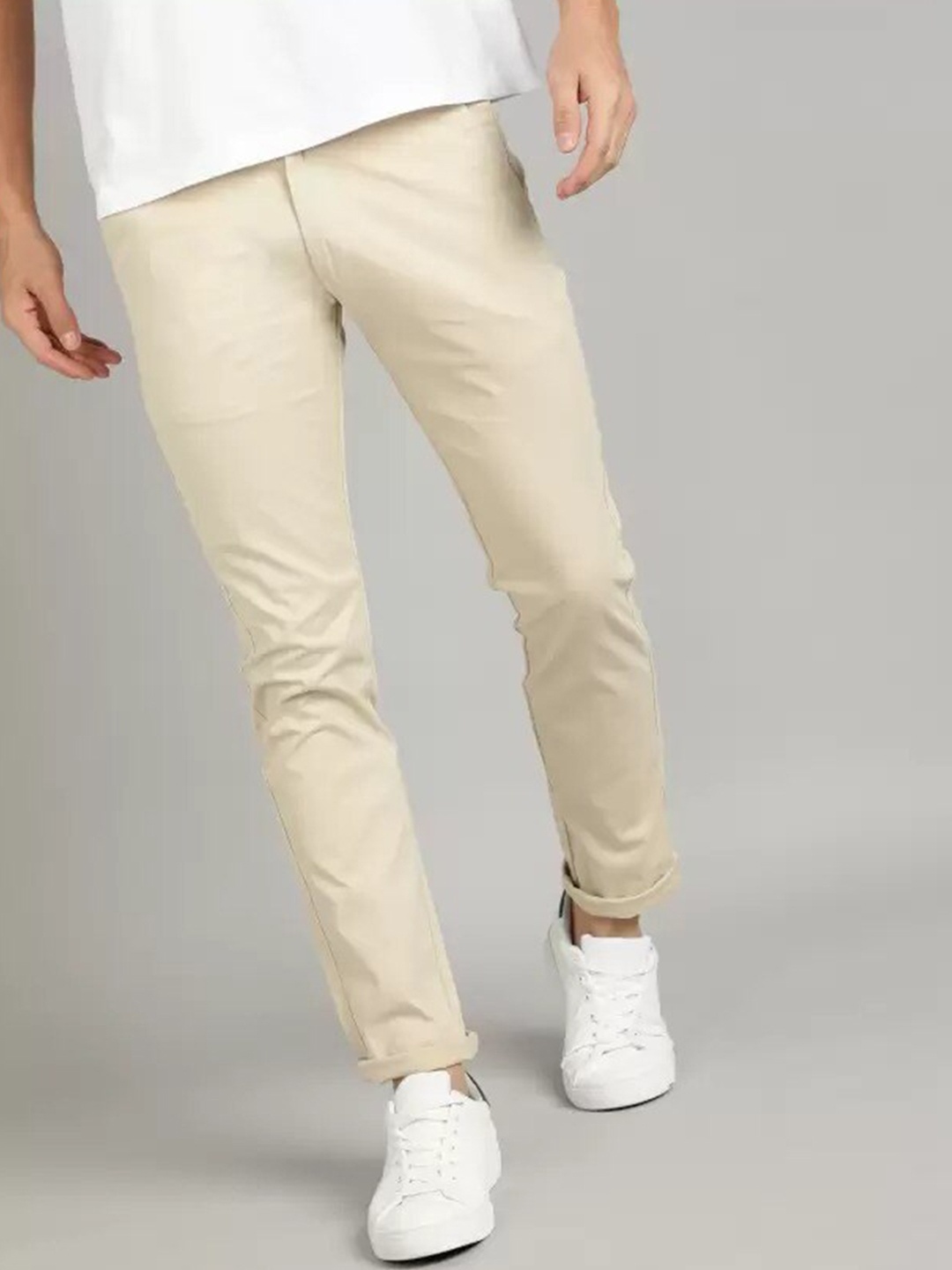 

PLUS 91 Men Relaxed Easy Wash Chinos Casual Trousers, Khaki