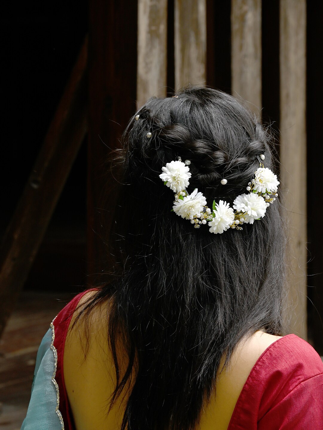 

ODETTE Beaded Bumpit Hair Pin, White