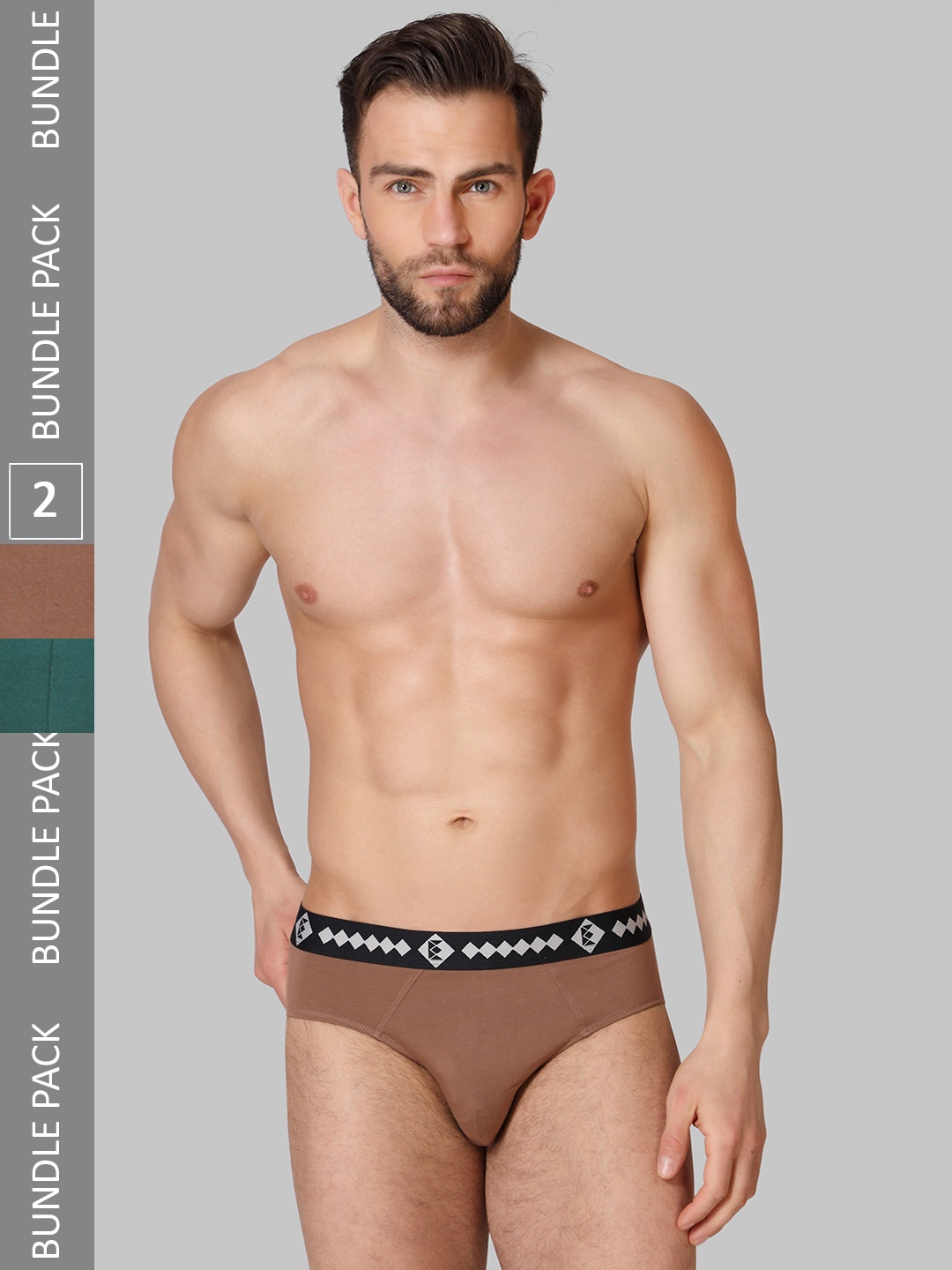 

Zombom Pack Of 2 Basic Briefs BDBR_COMBO_BROWN-GREEN_M