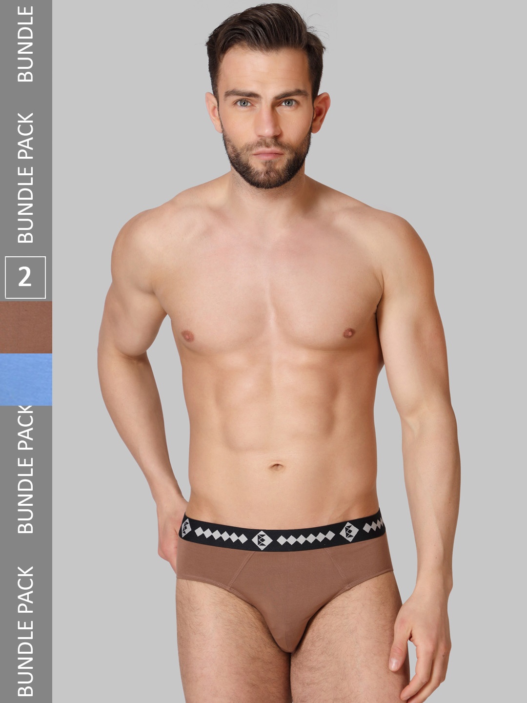 

Zombom Pack Of 2 Basic Briefs BDBR_COMBO_BROWN-SKY_M