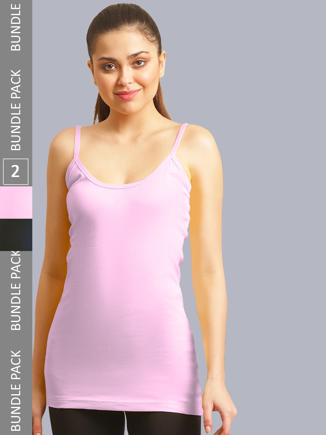 

FBAR Pack Of 2 Non-Padded Pure Cotton Bio Wash Camisoles, Pink
