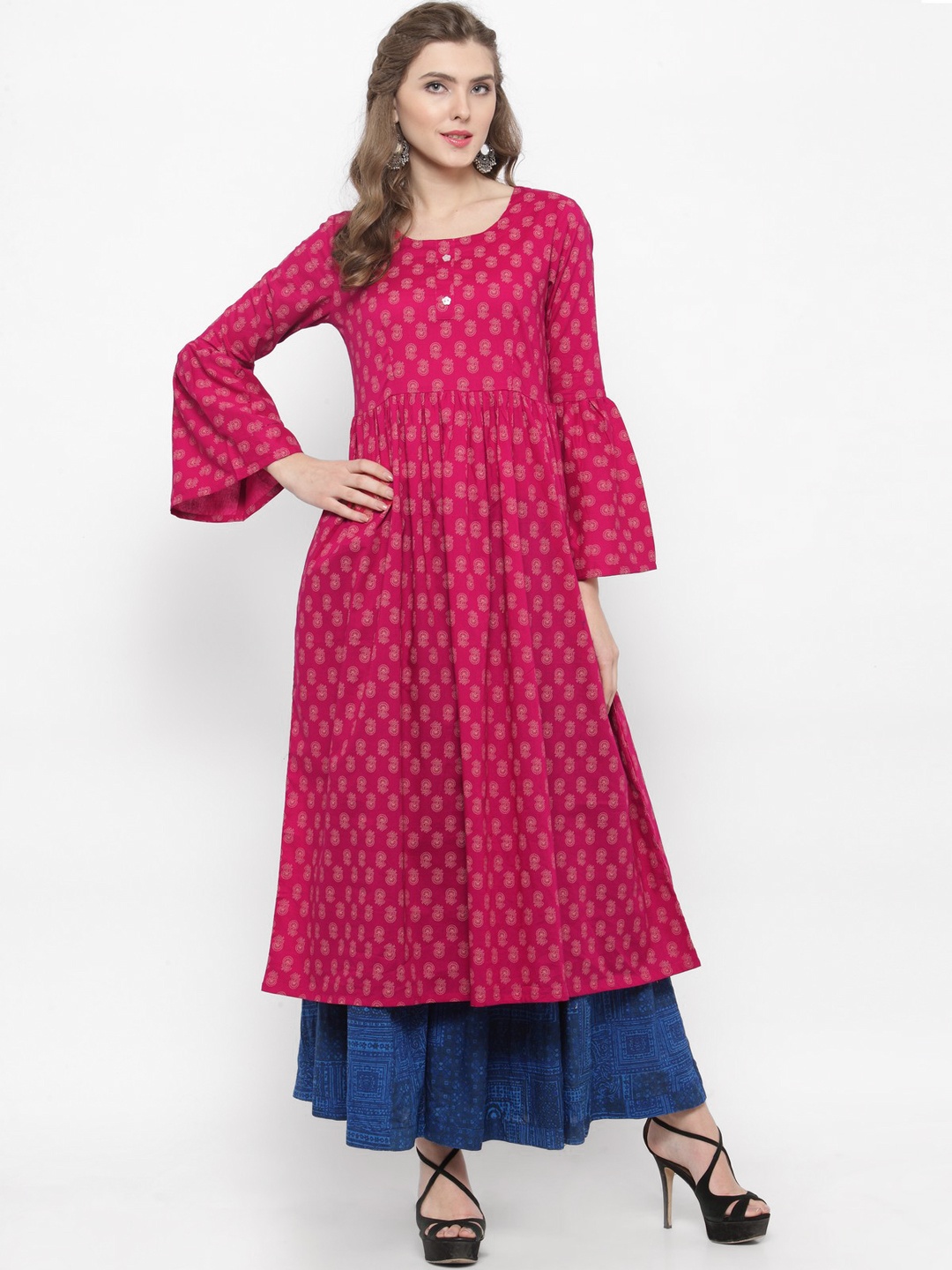 

Sera Women Pink Printed Anarkali Kurta