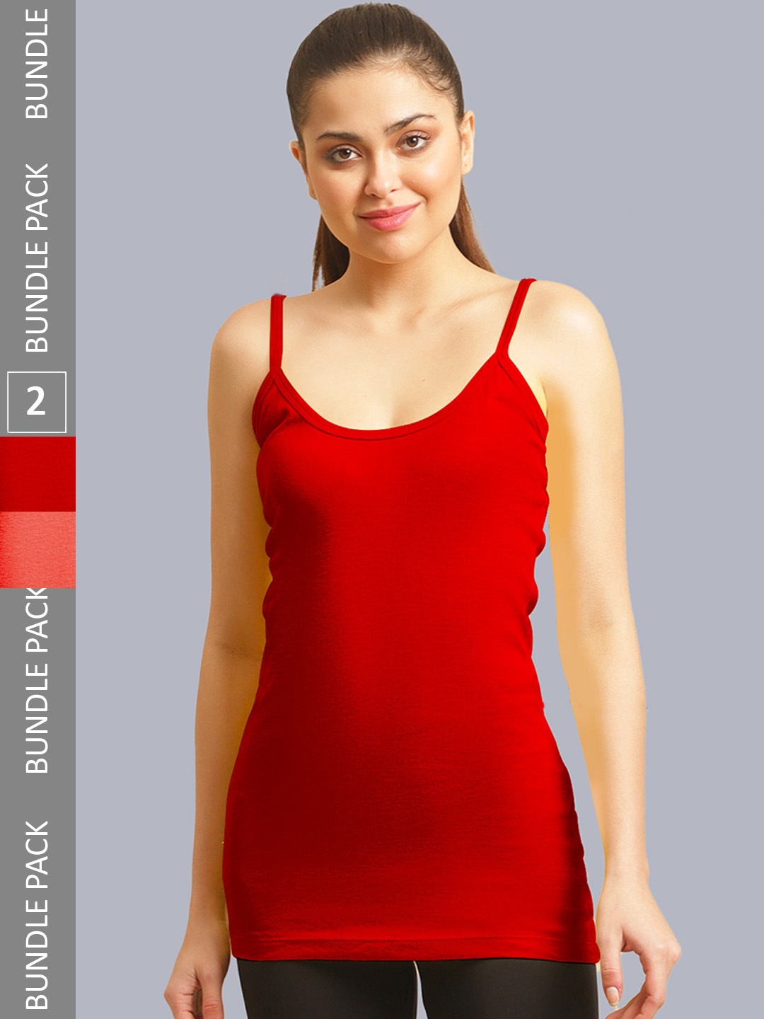 

FBAR Pack Of 2 Cotton Long Camisoles, Red