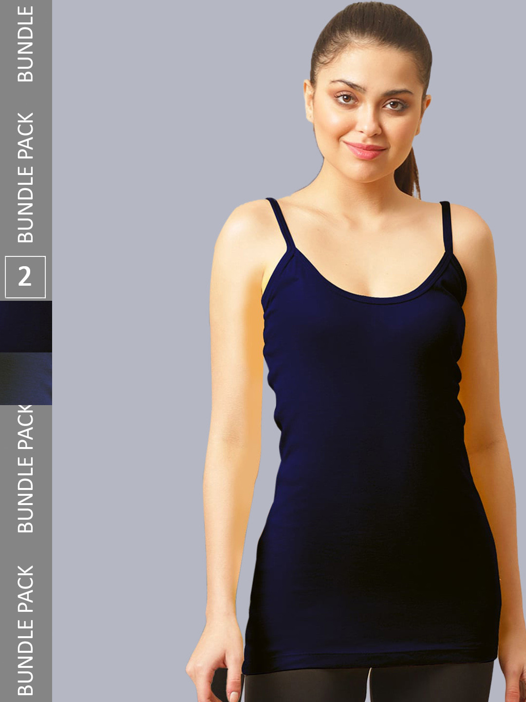 

FBAR Pack Of 2 Cotton Long Camisoles, Blue
