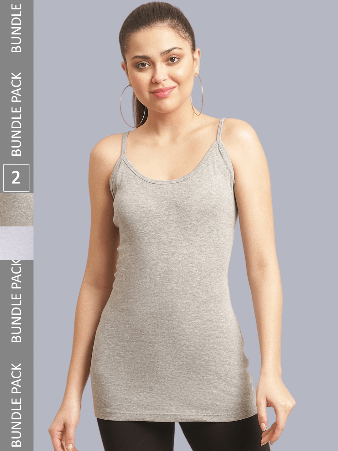 

FBAR Pack Of 2 Non Padded Pure Cotton Long Camisoles, White