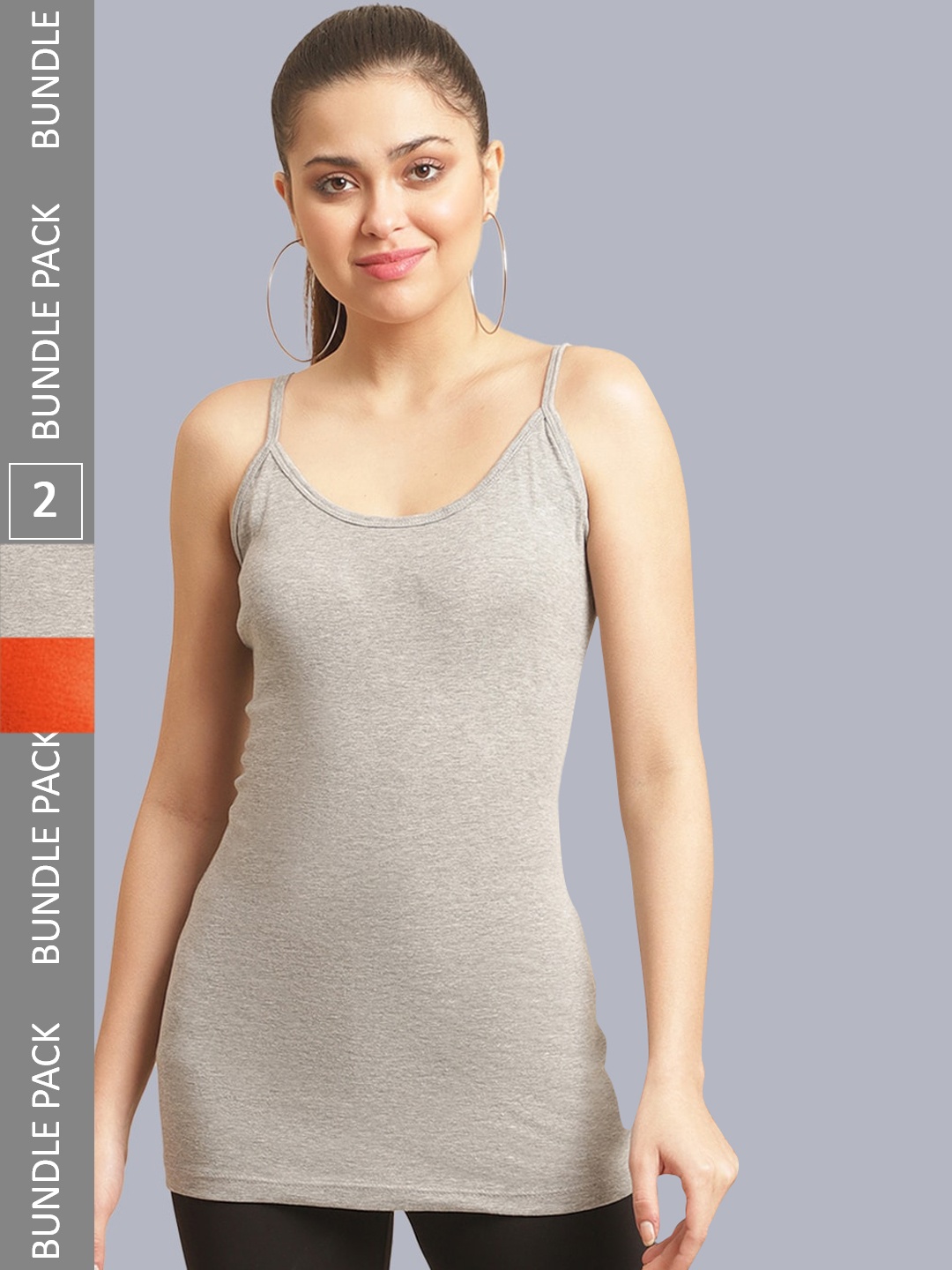 

FBAR Pack Of 2 Non-Padded Bio Wash Pure Cotton Camisoles, Grey