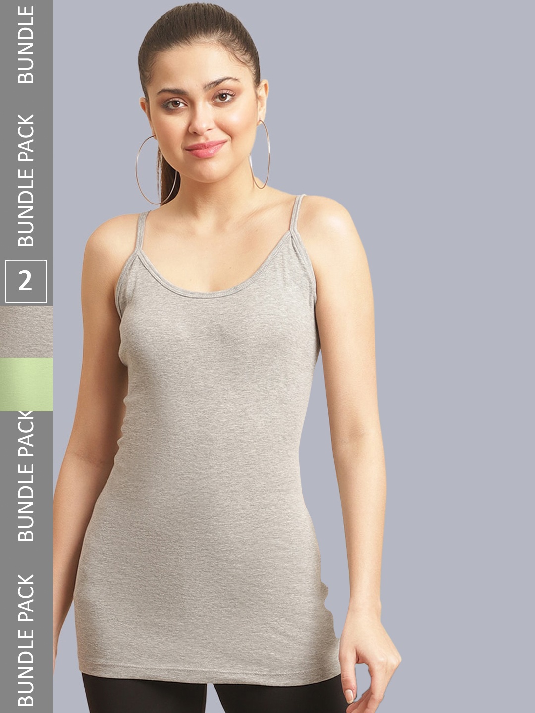 

FBAR Pack Of 2 Non-Padded Cotton Camisoles, Grey