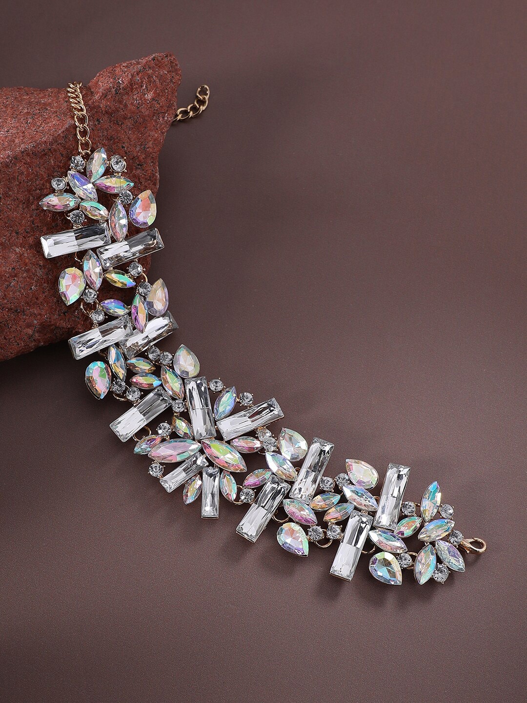 

SOHI Gold-Plated Choker Necklace, Silver