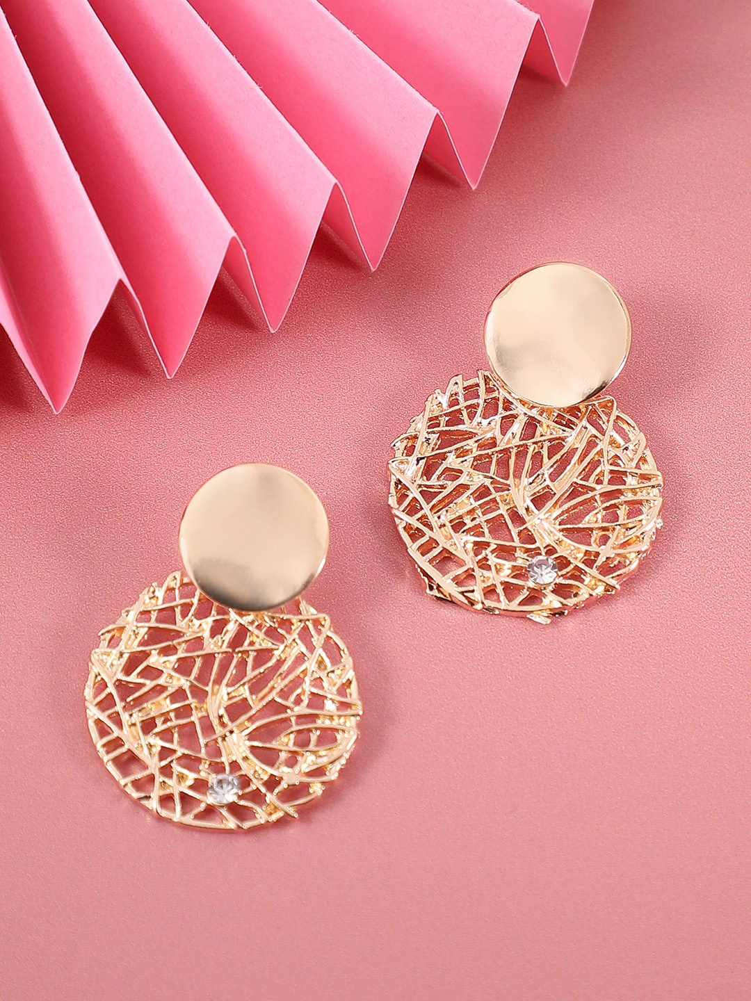 

SOHI Gold-Plated Circular Drop Earrings