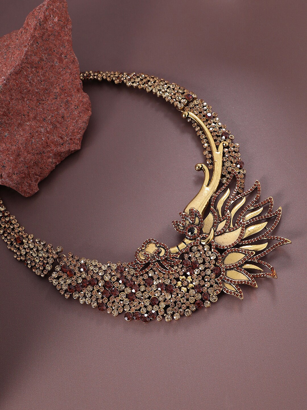 

SOHI Gold-Plated Stone-Studded Necklace