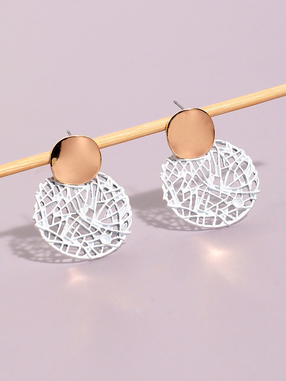 

SOHI Gold-Plated Circular Drop Earrings