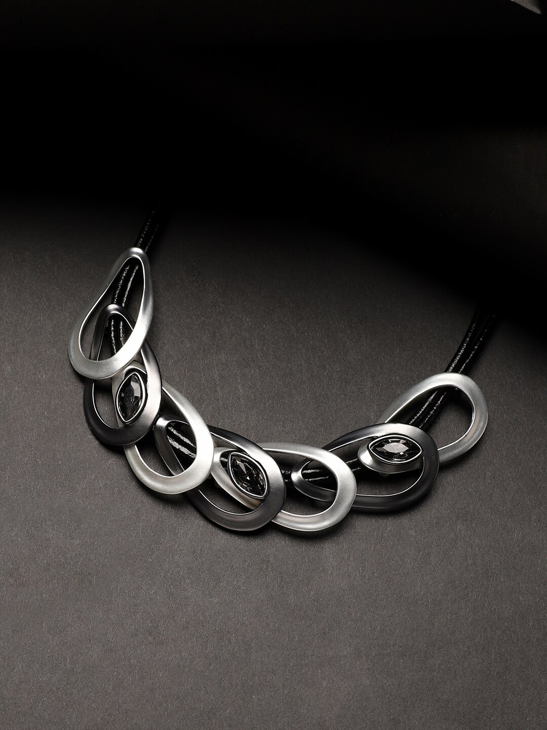 

SOHI Stone-Studded Statement Necklace, Silver