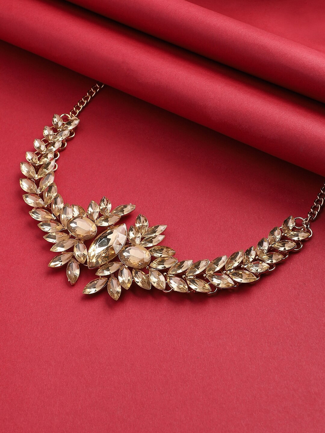 

SOHI Gold-Plated Stone-Studded Choker Necklace