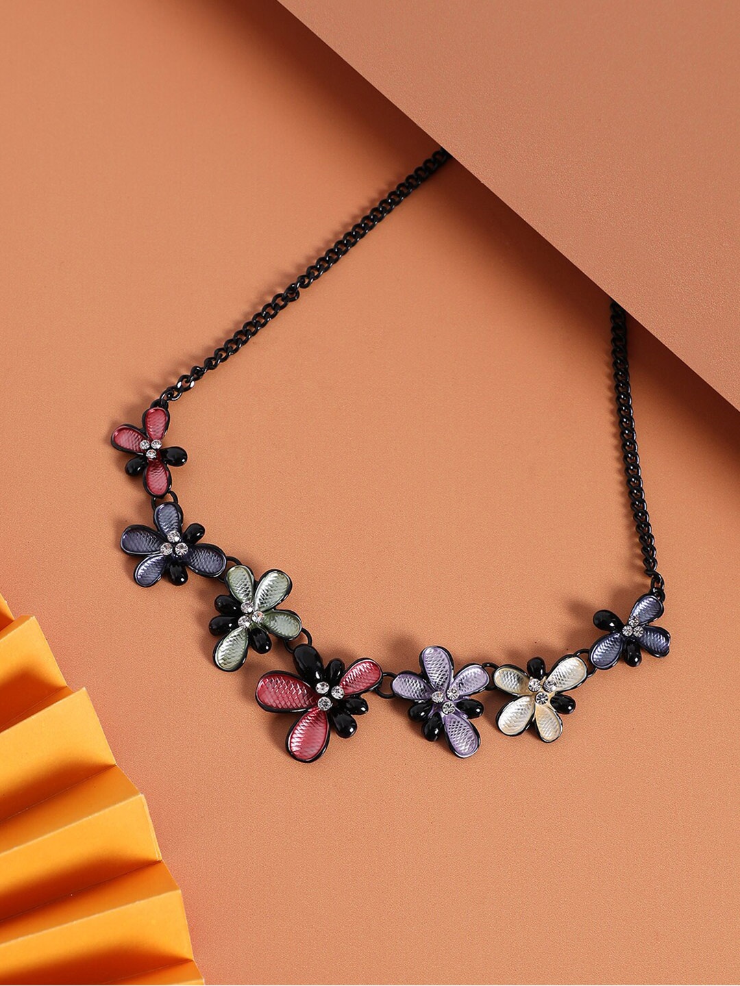 

SOHI Stone Studded Choker Necklace, Black