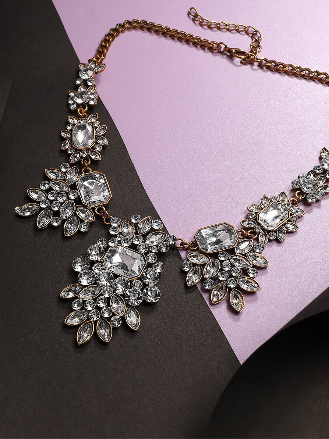 

SOHI Gold Plated Stone Studded Choker Necklace