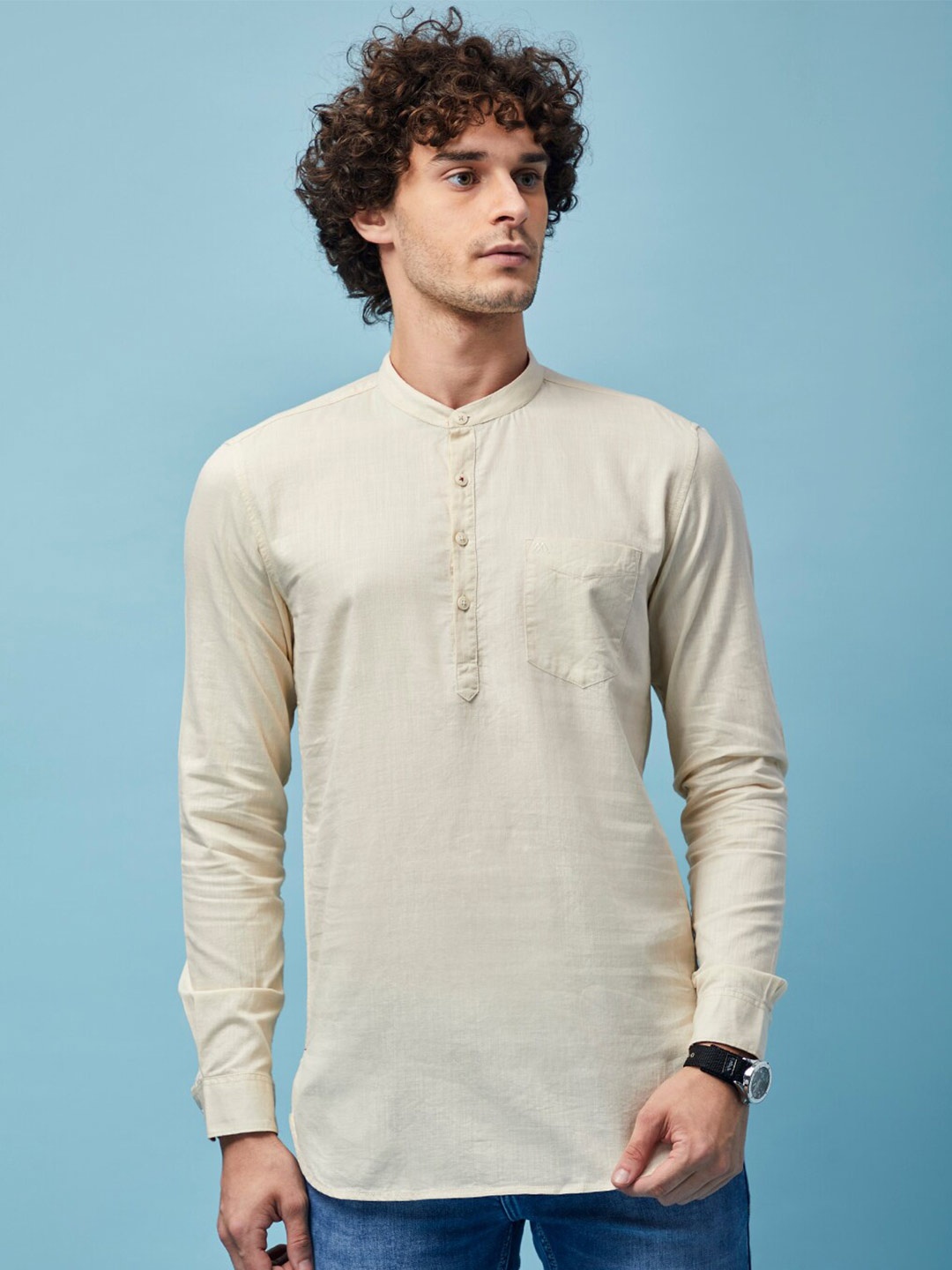 

MOZZO Classic Slim Fit Cotton Casual Shirt, Beige