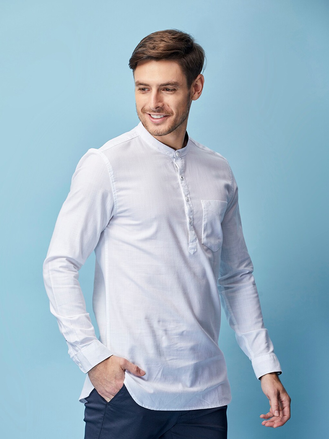 

MOZZO Classic Slim Fit Cotton Casual Shirt, White