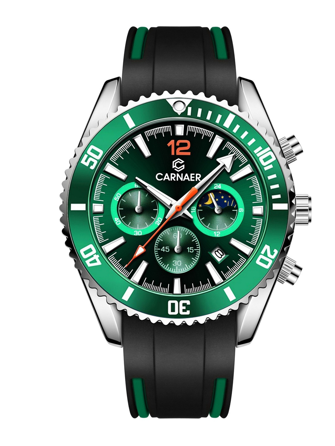 

Carnaer Men Dial & Straps Chronograph Analogue Watch CN2316-BKGR, Green