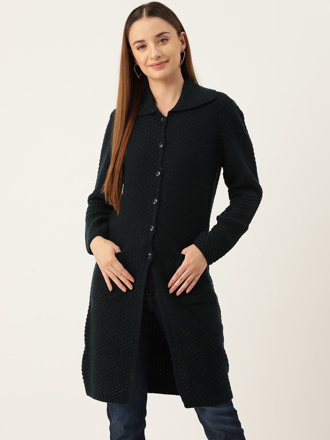

APSLEY Women Longline Cardigan, Navy blue
