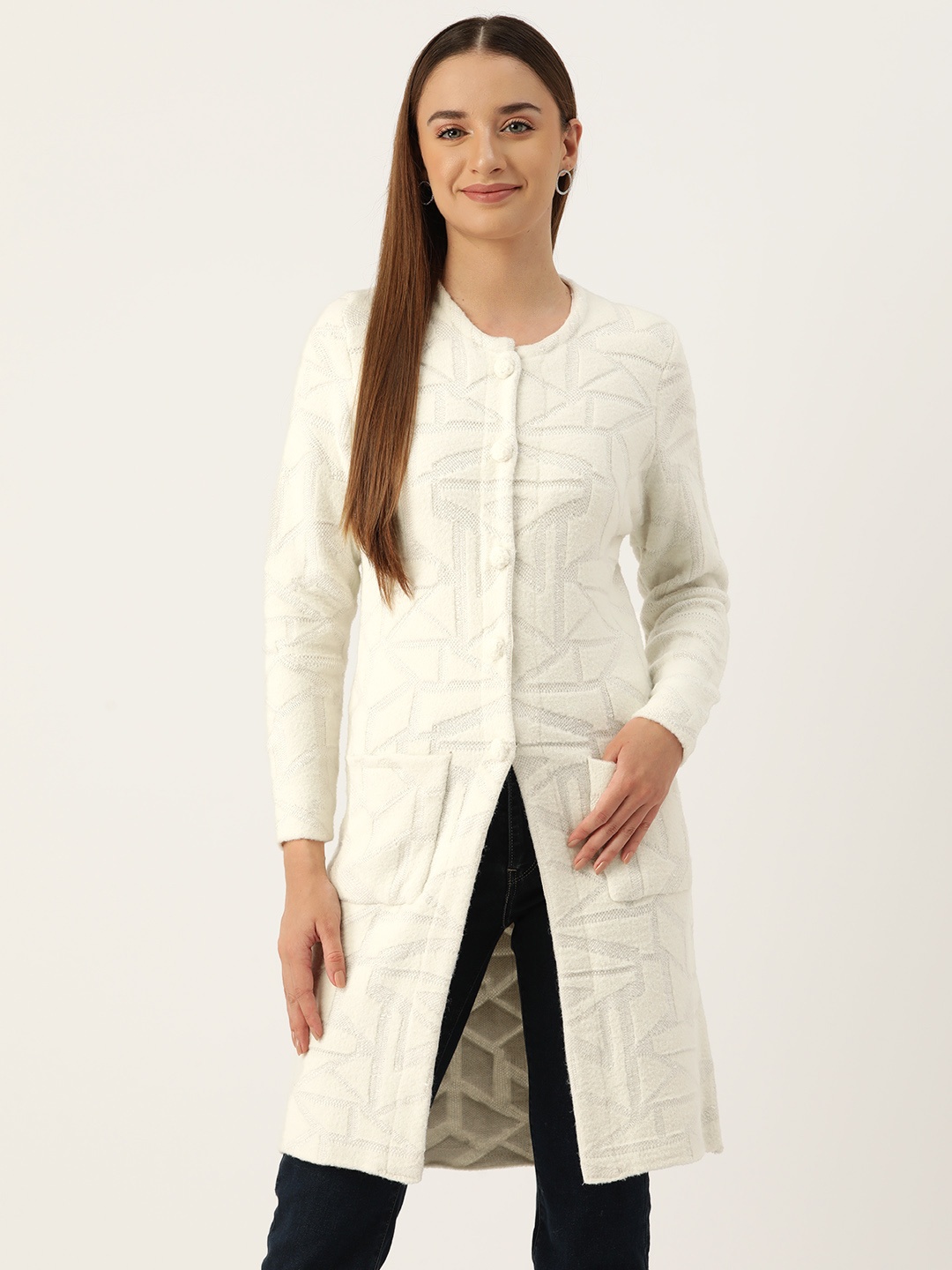 

APSLEY Women Longline Cardigan, Off white