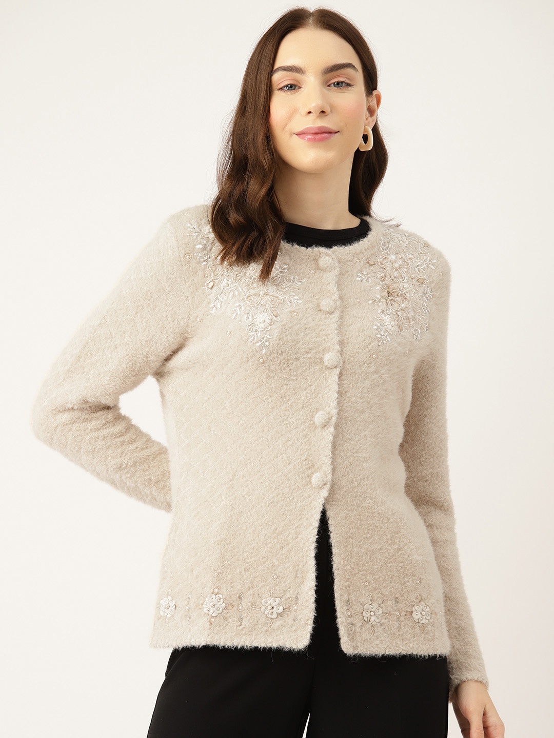 

APSLEY Women Floral Cardigan, Beige