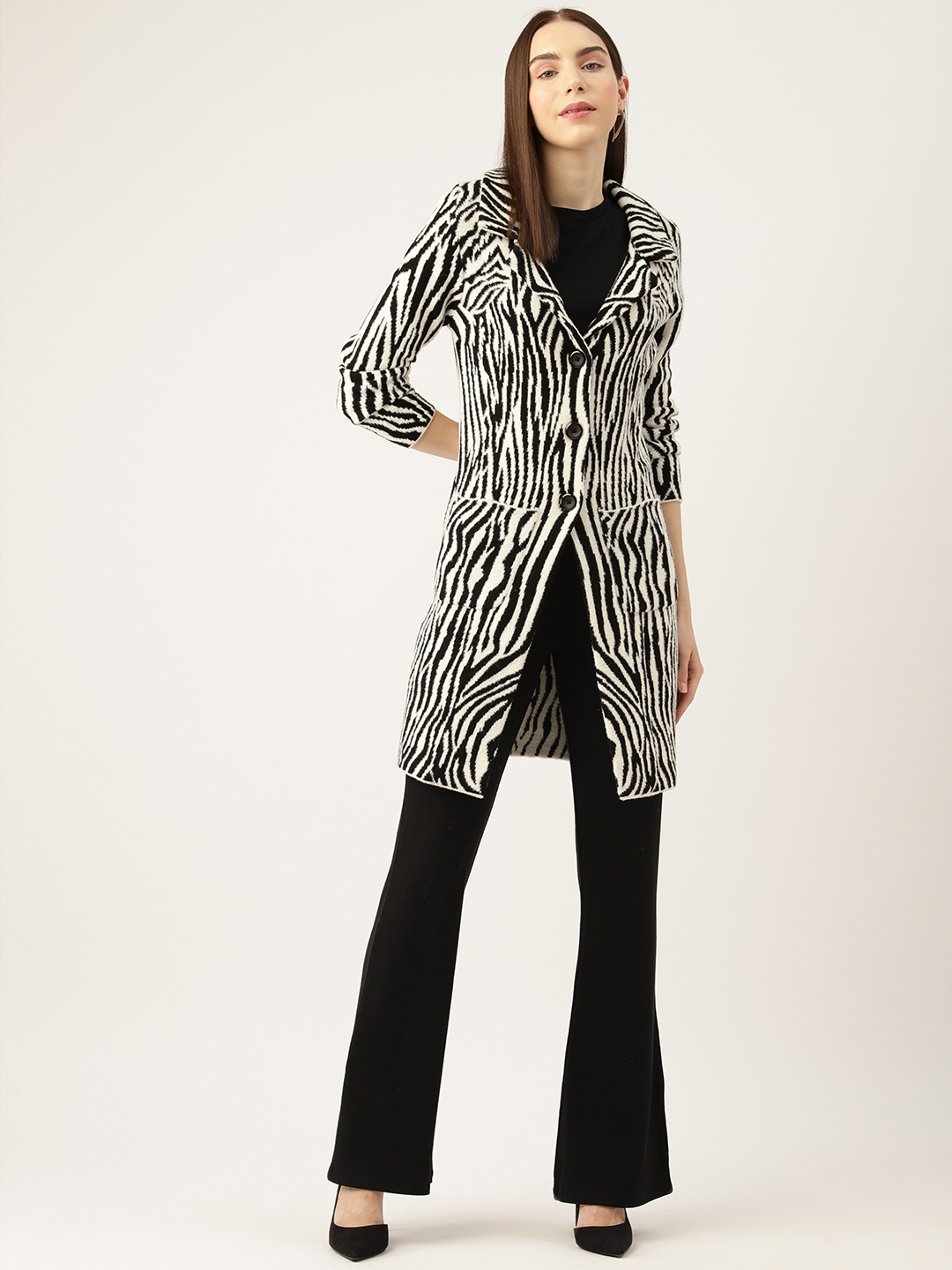 

APSLEY Women Animal Printed Longline Cardigan, Multi