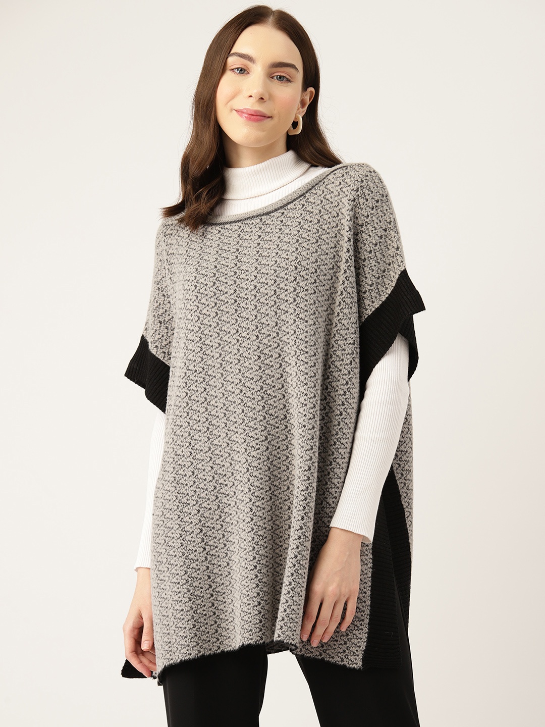 

APSLEY Women Open Knit Poncho, Grey