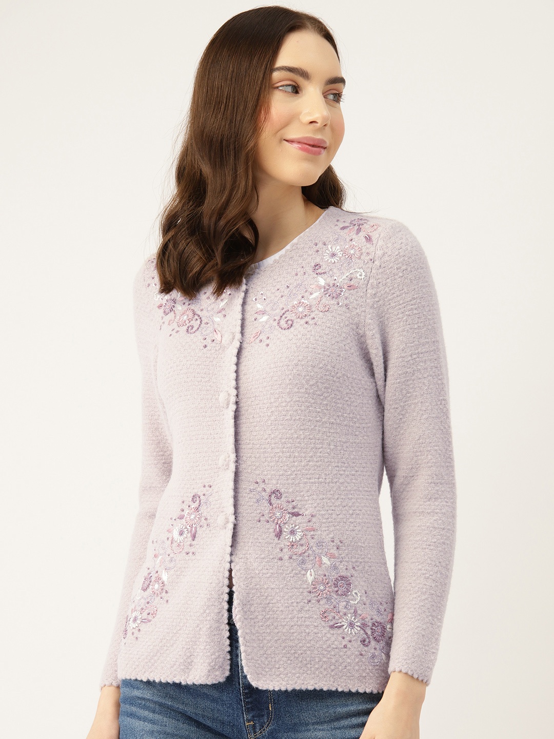 

APSLEY Women Floral Cardigan, Lavender