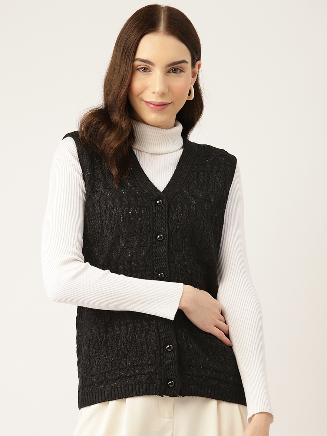 

APSLEY Women Fair Isle Cardigan, Black