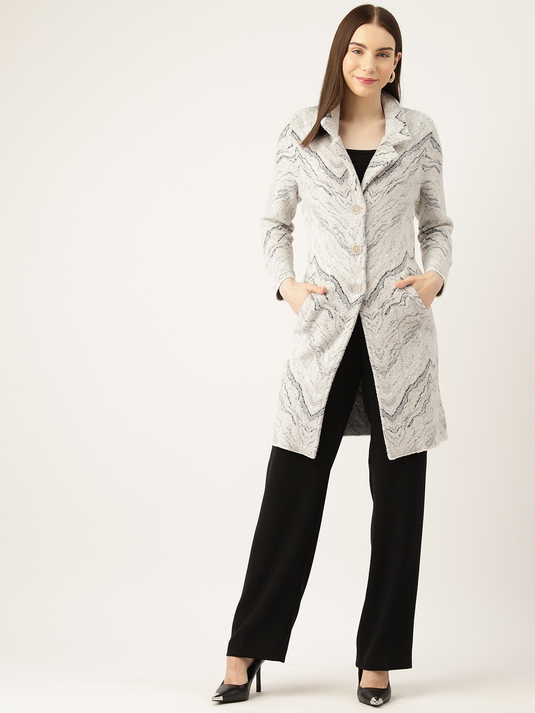 

APSLEY Women Abstract Printed Longline Cardigan, Multi