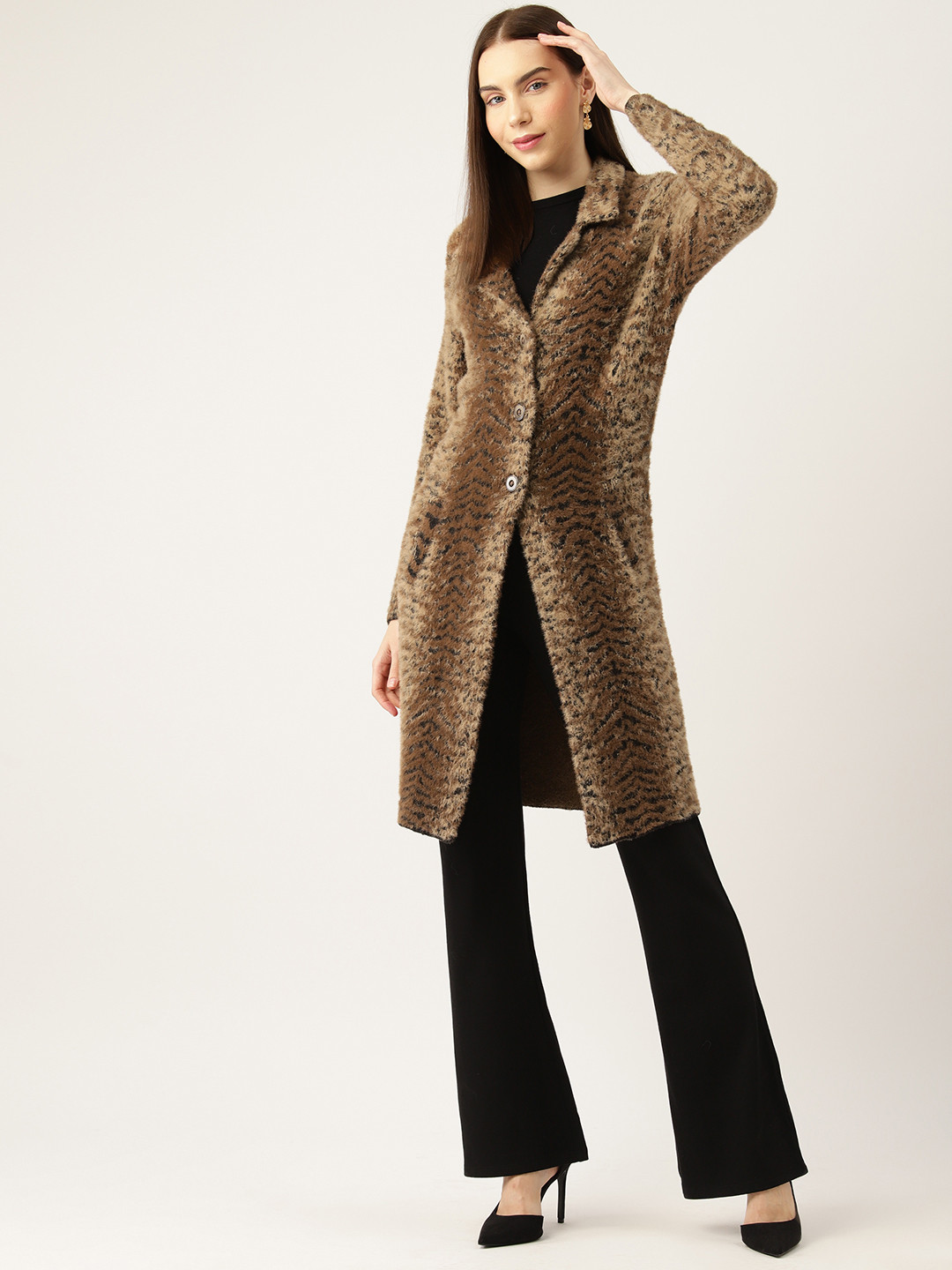 

APSLEY Women Animal Printed Longline Cardigan, Multi