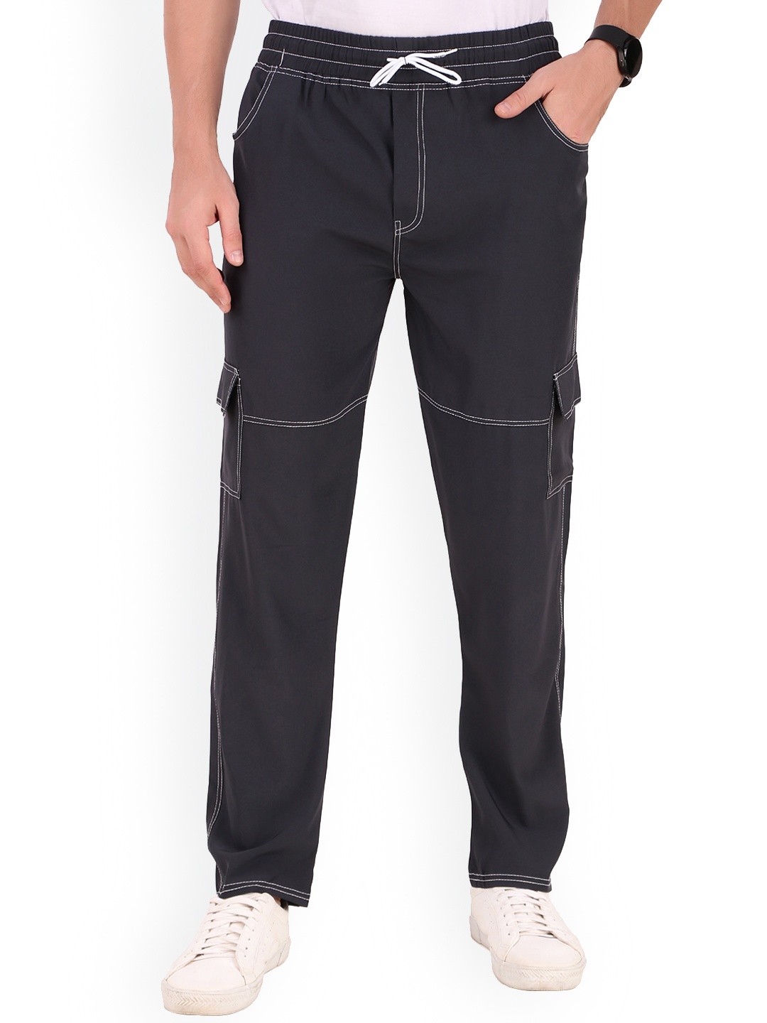 

PLUS 91 Men Mid-Rise Track Pants, Grey