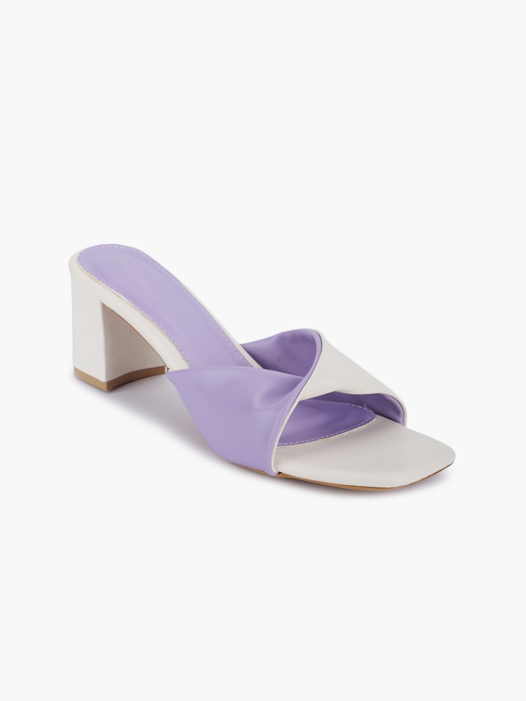 

Mast & Harbour Lavender & White Colourblocked Block Heels