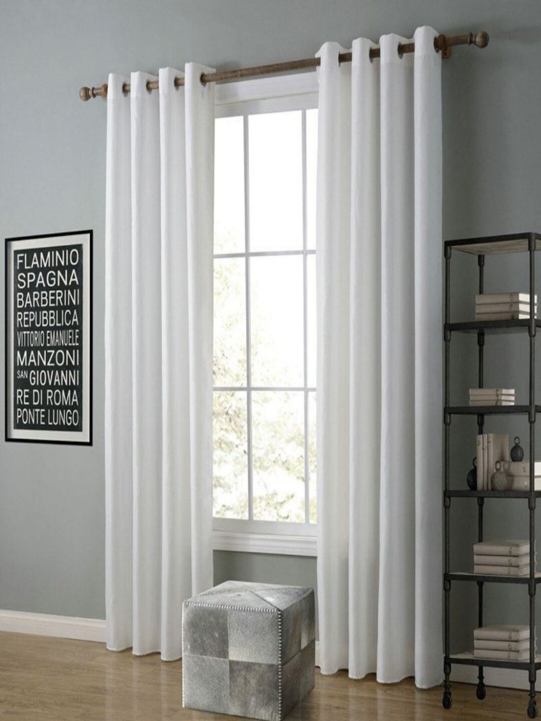 

Homefab India White 2 Pieces Long Door Curtains