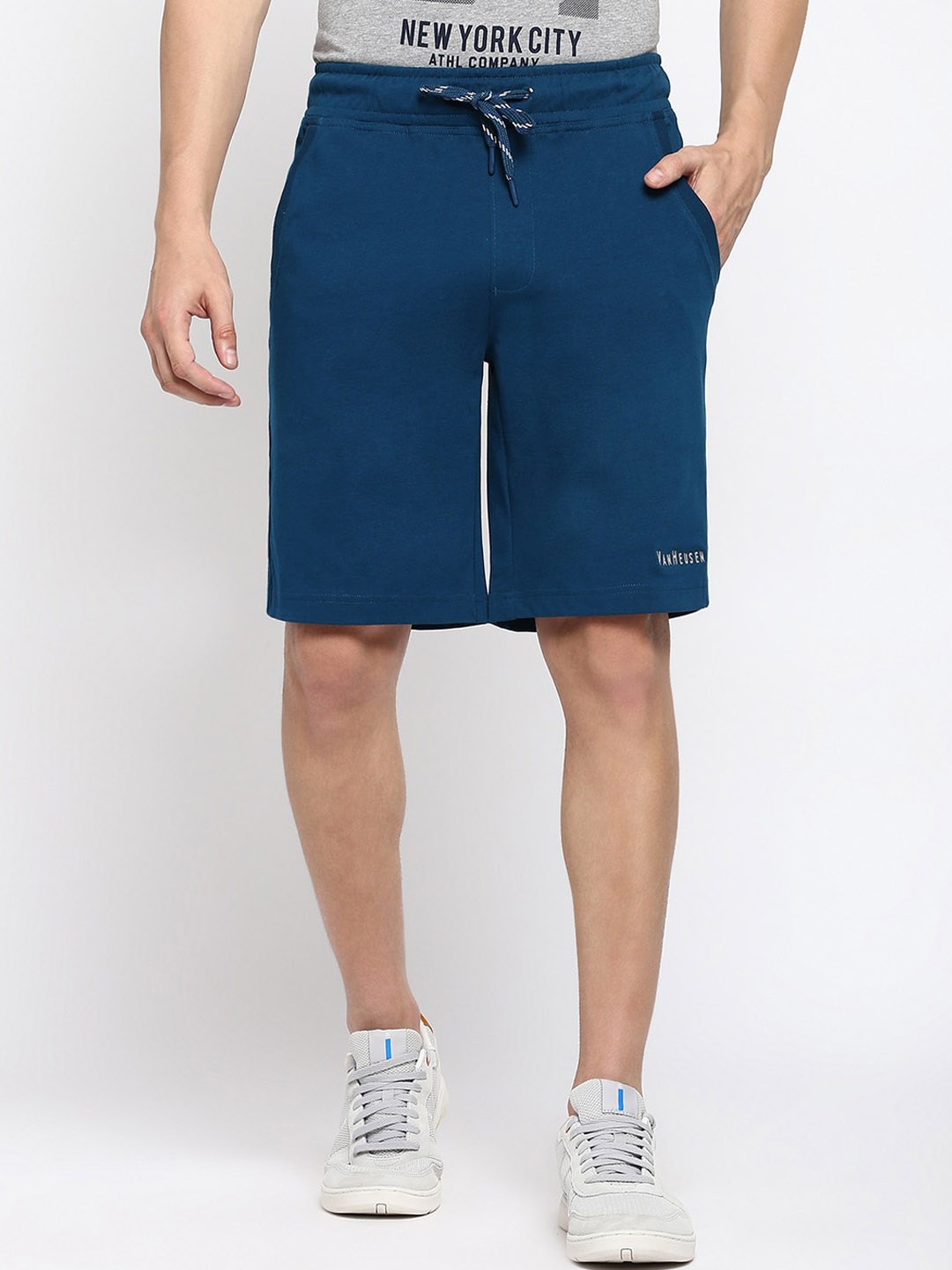 

Van Heusen Men Mid Rise Cotton Sports Shorts, Blue