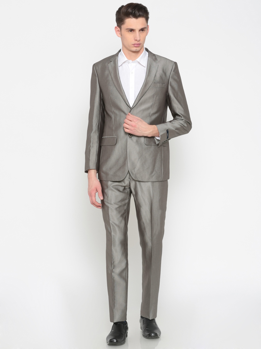 

Peter England Grey Tailored Fit Single Breasted Party Suit
