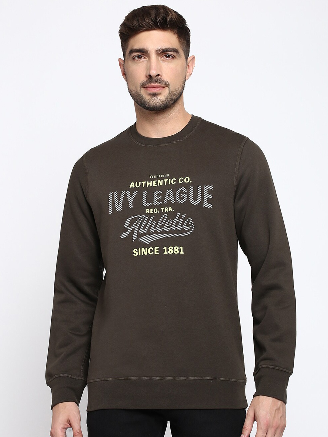 

Van Heusen Typography Printed Cotton Pullover, Grey