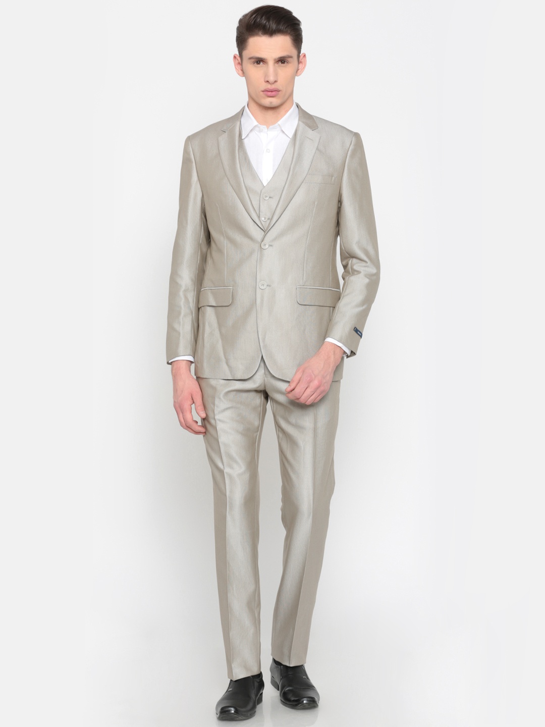 

Peter England Beige Tailored Fit Single Breasted Party Suit