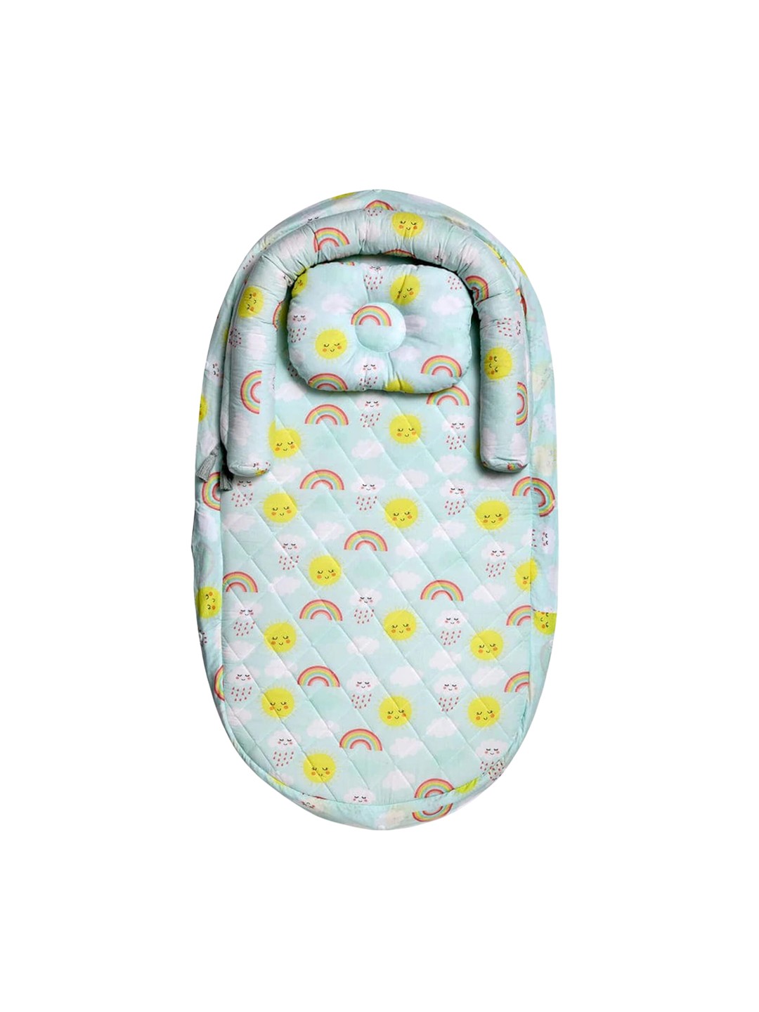 

Baby Jalebi Infants Sunshine Print Foldable Bed With In-Built Mosquito Net, Turquoise blue