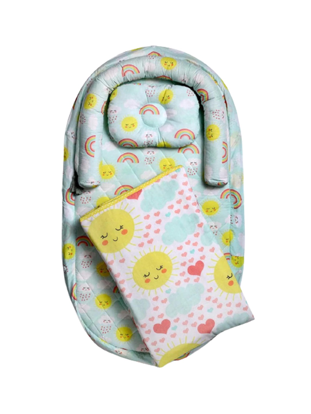 

Baby Jalebi Infants Kids Sunshine Bed in A Bag Bed Bundle with Blanket, Turquoise blue