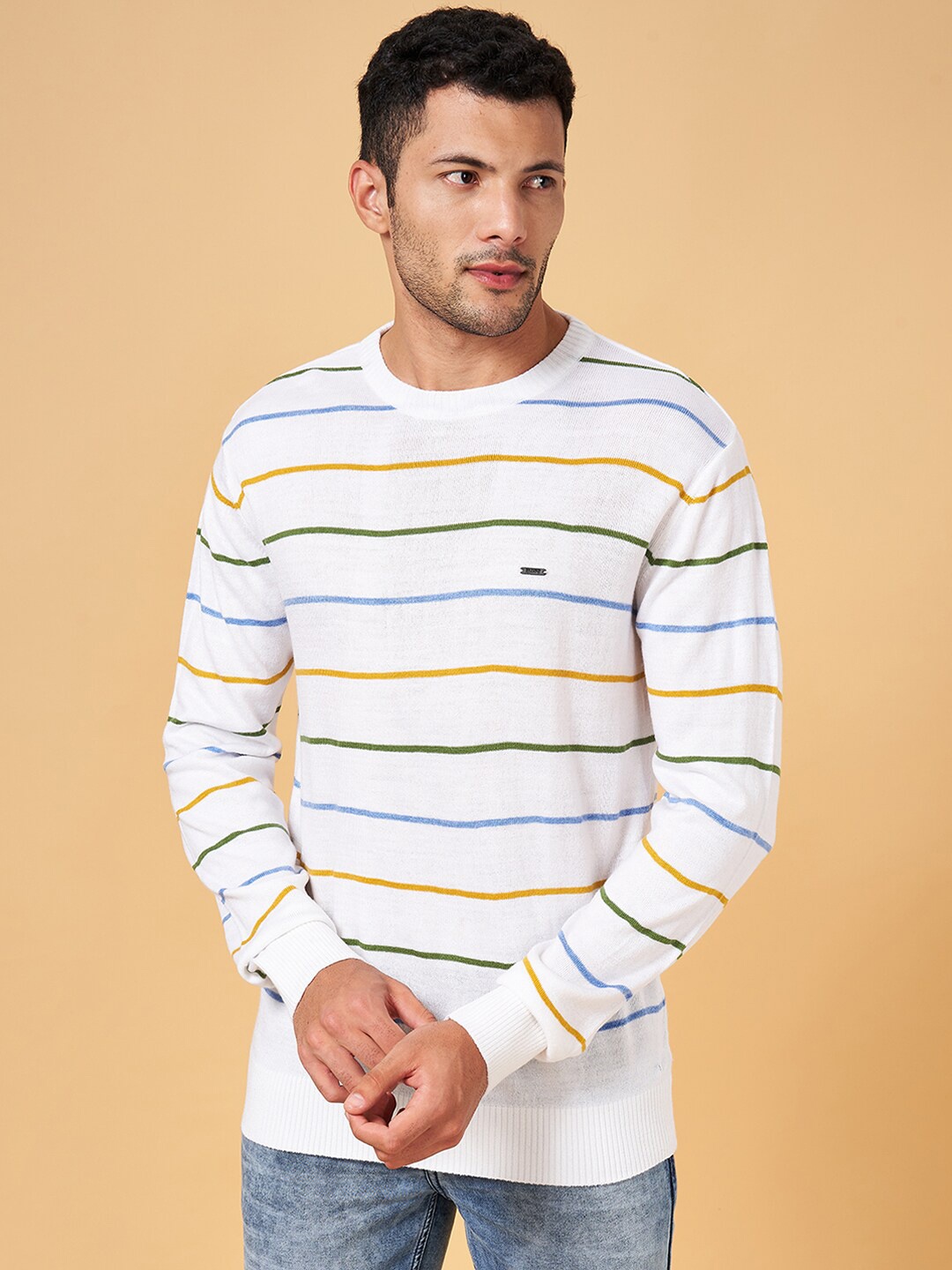 

BYFORD by Pantaloons Striped Acrylic Pullover, White
